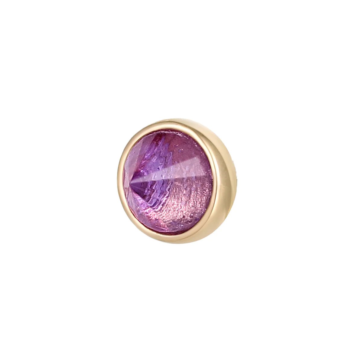 BUDDHA JEWELRY - ROUND BEZEL REVERSE SET - AMETHYST - 14KT SOLID GOLD - THREADLESS END