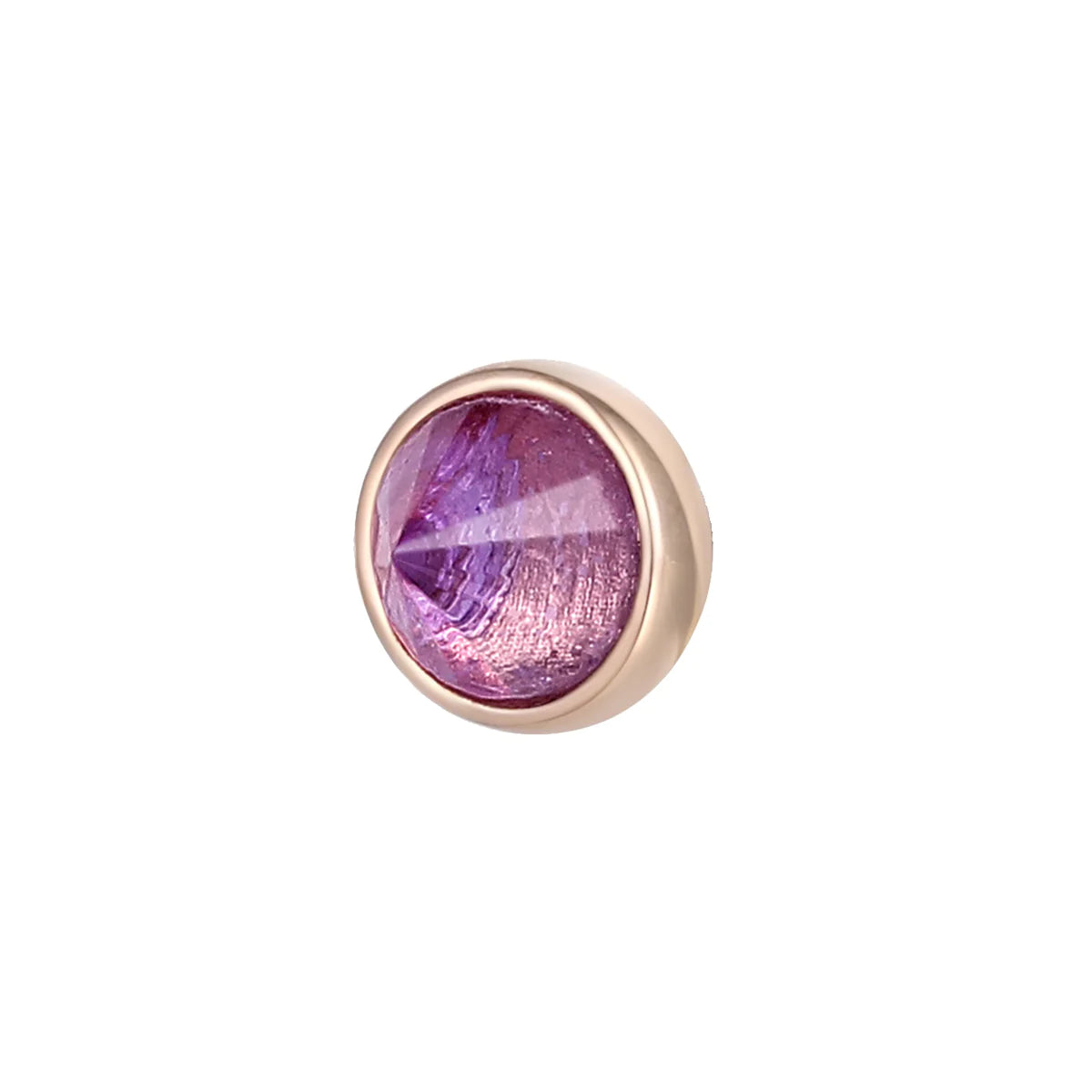 BUDDHA JEWELRY - ROUND BEZEL REVERSE SET - AMETHYST - 14KT SOLID GOLD - THREADLESS END