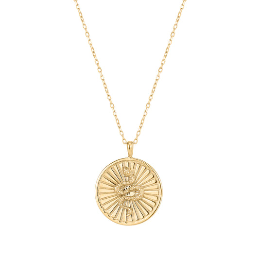 BUDDHA JEWELRY - RION X - SNAKE MEDALLION - 14KT SOLID YELLOW GOLD - NECKLACE