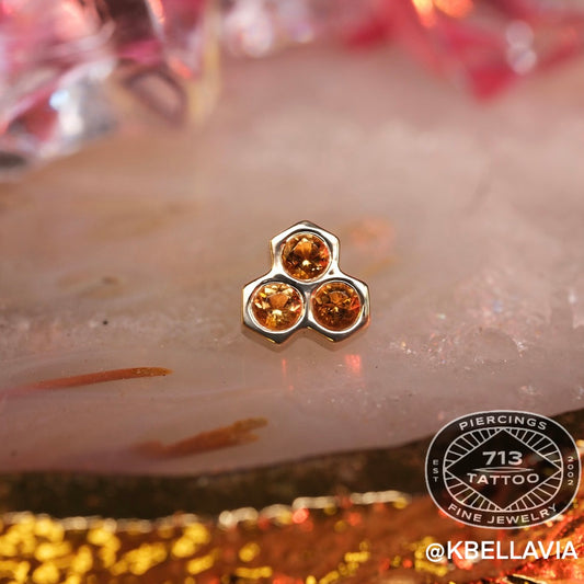 BVLA - DULCE HONEYCOMB CLUSTER - 14KT SOLID GOLD - THREADED END