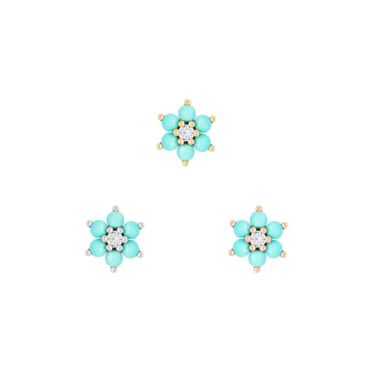 BUDDHA JEWELRY - CULTIVATE - TURQUOISE - 14KT SOLID GOLD - THREADLESS END