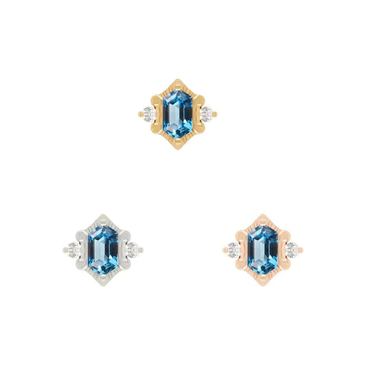 BUDDHA JEWELRY - REYNA - LONDON BLUE TOPAZ - 14KT SOLID GOLD - THREADLESS END