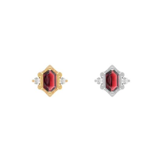 BUDDHA JEWELRY - REYNA - GARNET- 14KT SOLID GOLD - THREADLESS END