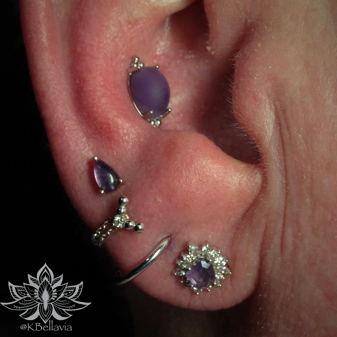 ANATOMETAL - FARATA - SANDBLASTED STONE - 18KT SOLID GOLD - THREADLESS END