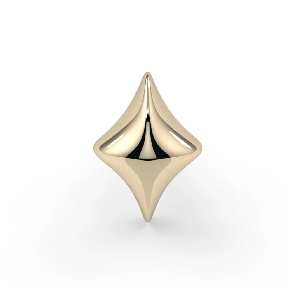 KIWI DIAMOND - PUFFY DIAMOND - 14KT SOLID GOLD - THREADLESS OR THERADED END