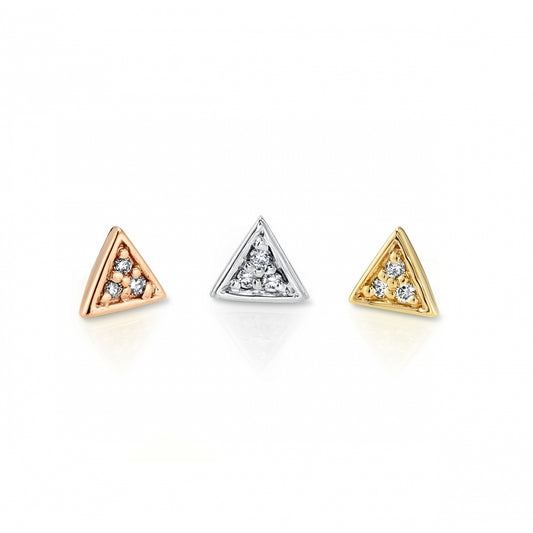 BVLA - MICRO PAVE TRIANGLE - 14KT SOLID GOLD - THREADLESS END