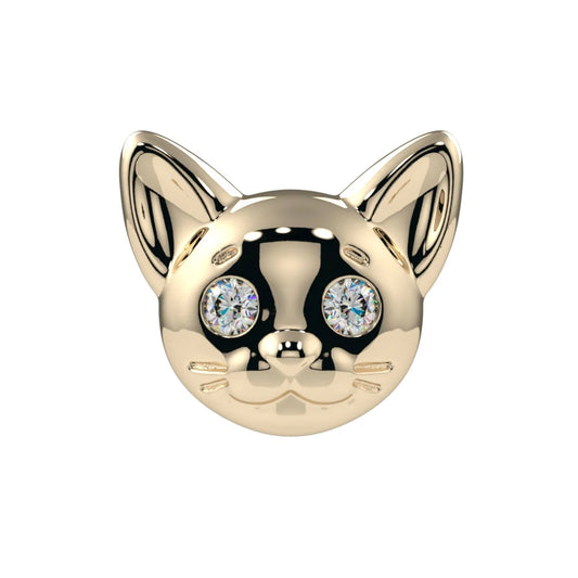 KIWI DIAMOND - KITTY CAT - 14KT SOLID GOLD - THREADED END