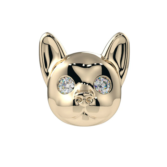 KIWI DIAMOND - FRENCH BULLDOG END - 14KT SOLID GOLD - THREADED END