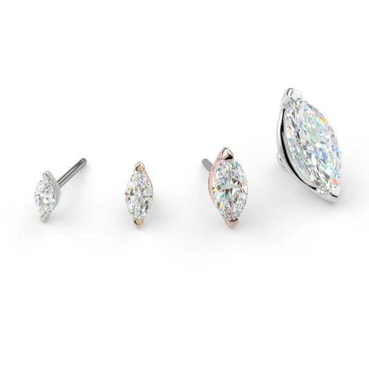 KIWI DIAMOND - LOW PROFILE MARQUISE PRONG (3mm x 1.5mm) - THREADLESS END