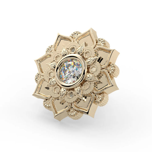 KIWI DIAMOND - GEM MANDALA - 14KT SOLID GOLD - THREADED END
