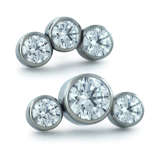 NEOMETAL - BEZEL SET PETITE GEM CLUSTER - AURORA BOREALIS - TITANIUM - THREADLESS END