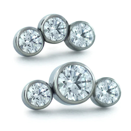 NEOMETAL - BEZEL SET PETITE GEM CLUSTER - ORANGE CZ - TITANIUM - THREADLESS END