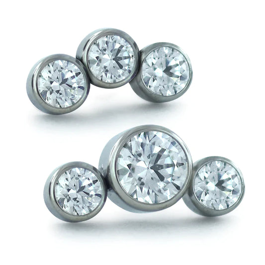 NEOMETAL - BEZEL SET PETITE GEM CLUSTER - ARCTIC BLUE - TITANIUM - THREADLESS END