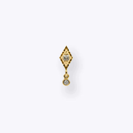 TETHER - DYNA DROP - GENUINE WHITE DIAMOND - 14KT SOLID GOLD - THREADLESS END