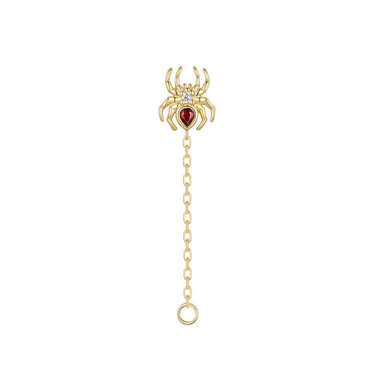 MODERN MOOD - GRIM SPIDER WITH CHAIN AND JUMP RING - 14KT SOLID GOLD - CHARM