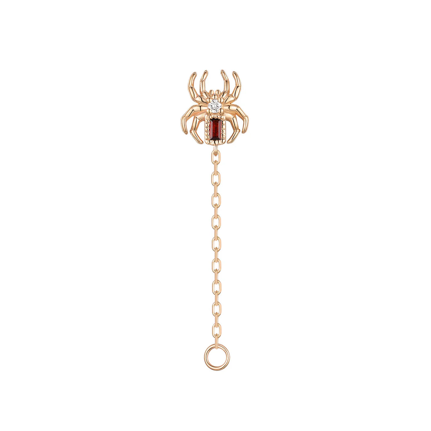 MODERN MOOD - GRIM SPIDER WITH CHAIN AND JUMP RING - 14KT SOLID GOLD - CHARM