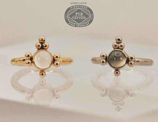 DUSK BODY JEWELRY - SIDE-SET FIXED GEM RING - 14KT SOLID GOLD - CONTINUOUS RING