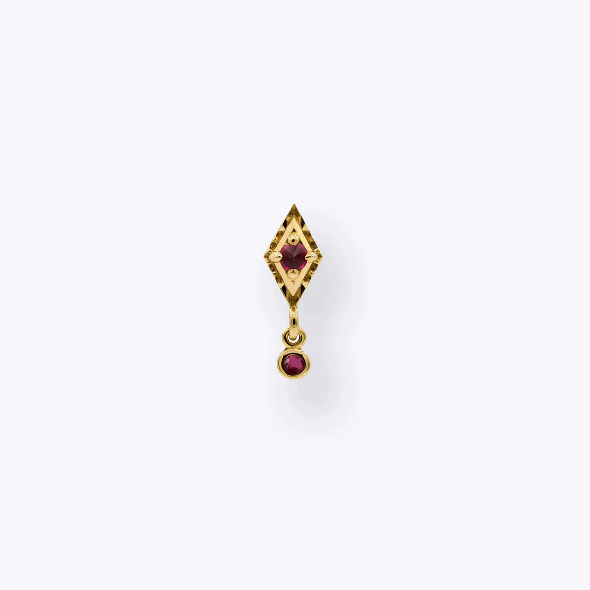 TETHER - DYNA DROP - GENUINE RUBY - 14KT SOLID GOLD - THREADLESS END
