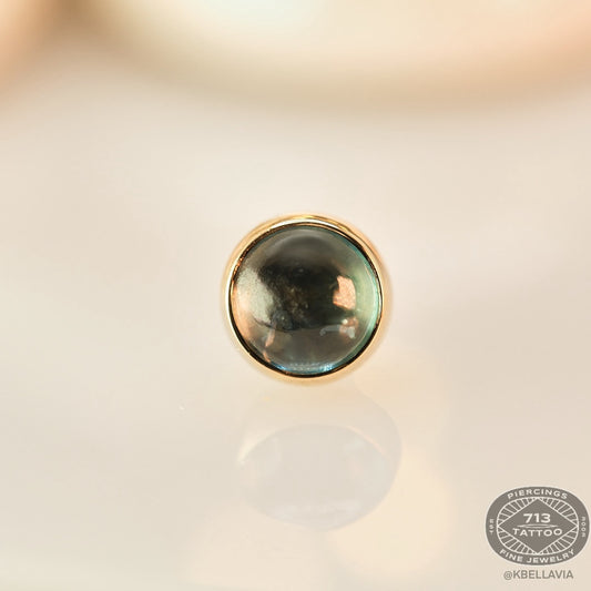 DUSK BODY JEWELRY - BEZEL MONTANA SAPPHIRE CABOCHON 4MM - 14KT SOLID GOLD - THREADLESS END