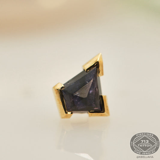 METTLE & SILVER - GEOMETRIC CUT MADAGASCAR SAPPHIRE - 14KT YELLOW GOLD - THREADLESS END