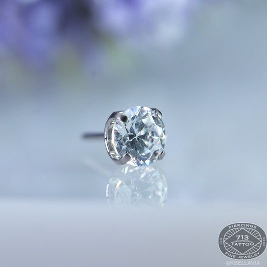 NeoMetal - Prong Set - WHITE CZ Titanium Gem 1.5mm, 2mm, 2.5mm, 3mm, 4mm, 5mm