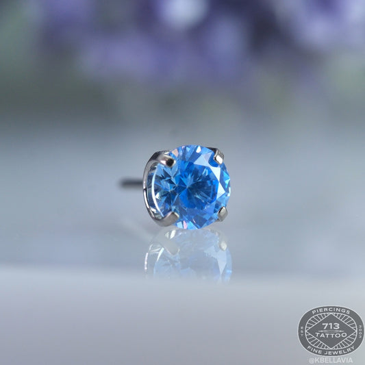 NeoMetal - Prong Set - ARTIC BLUE CZ - Titanium Gem 1.5mm, 2mm, 2.5mm, 3mm, 4mm, 5mm