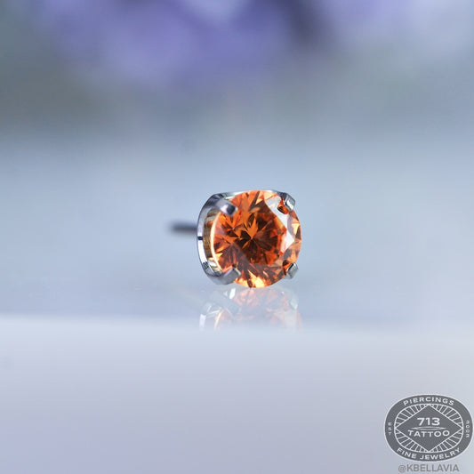 NeoMetal - Prong Set - ORANGE CZ - Titanium Gem 1.5mm, 2mm, 2.5mm, 3mm, 4mm, 5mm