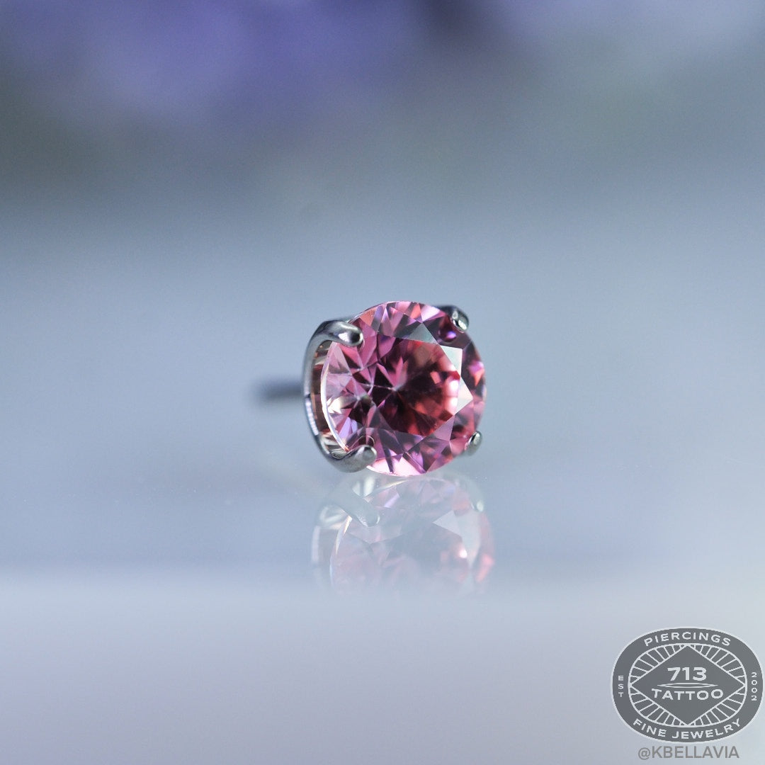 NeoMetal - Prong Set - PINK CZ - Titanium Gem 1.5mm, 2mm, 2.5mm, 3mm, 4mm, 5mm