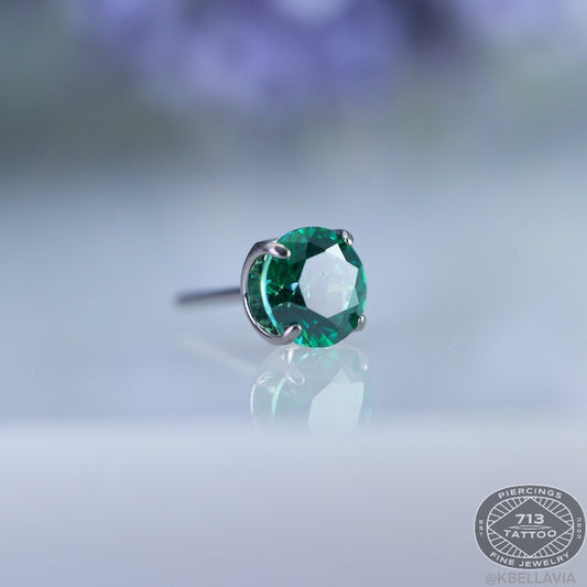 NeoMetal - Prong Set - EMERALD CZ - Titanium Gem 1.5mm, 2mm, 2.5mm, 3mm, 4mm, 5mm