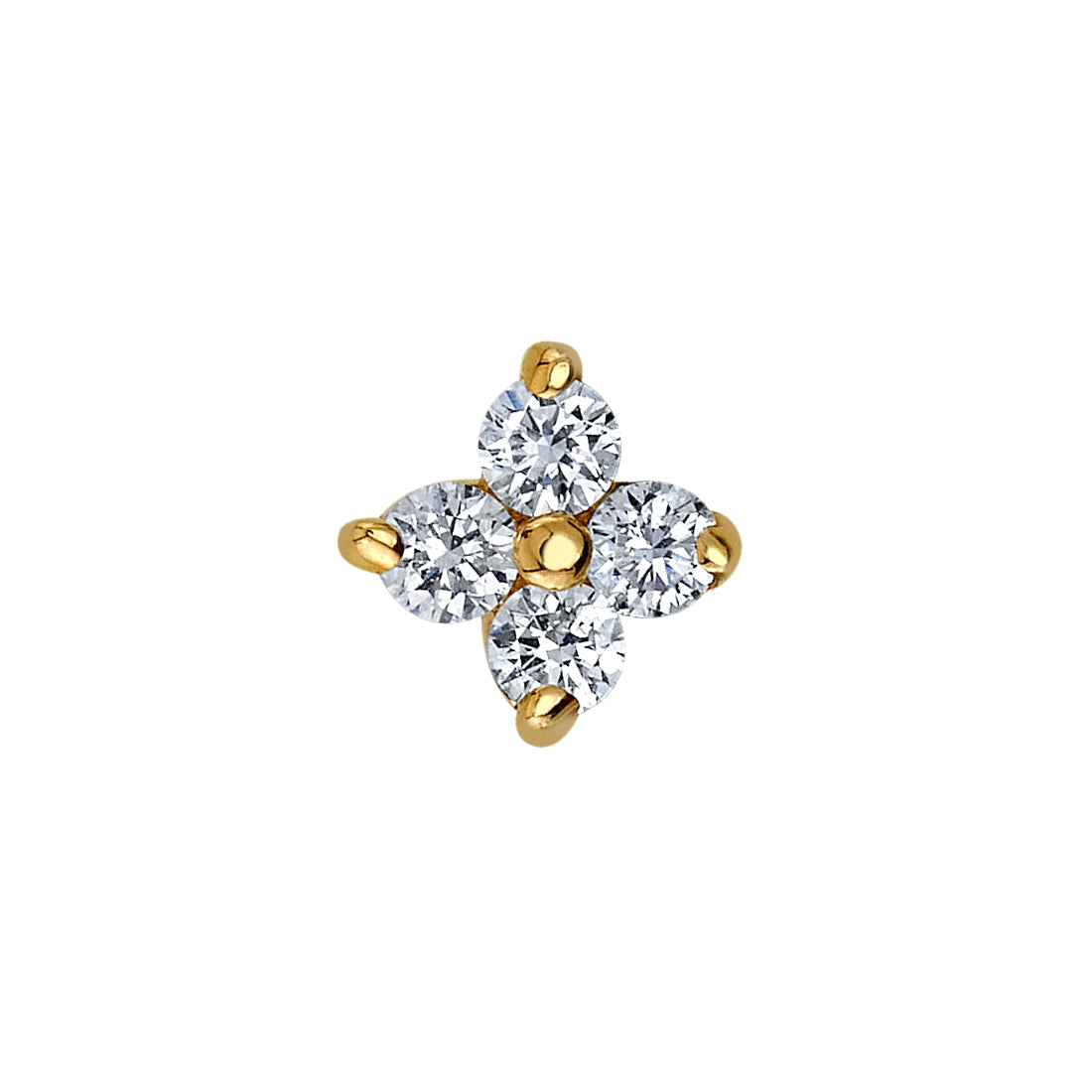 BVLA - QUAD PRONG CLUSTER 3.5MM - 14KT SOLID GOLD - THREADLESS END