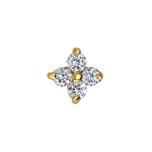 BVLA - QUAD PRONG CLUSTER 3.5MM - 14KT SOLID GOLD - THREADLESS END