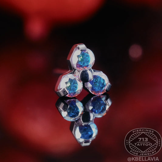NeoMetal - TRINITY - AURORA BOREALIS CZ - Titanium - Gem 1.5mm, or 2mm - THREADLESS END