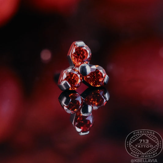 NeoMetal - TRINITY - ORANGE CZ - Titanium - Gem 1.5mm, or 2mm - THREADLESS END