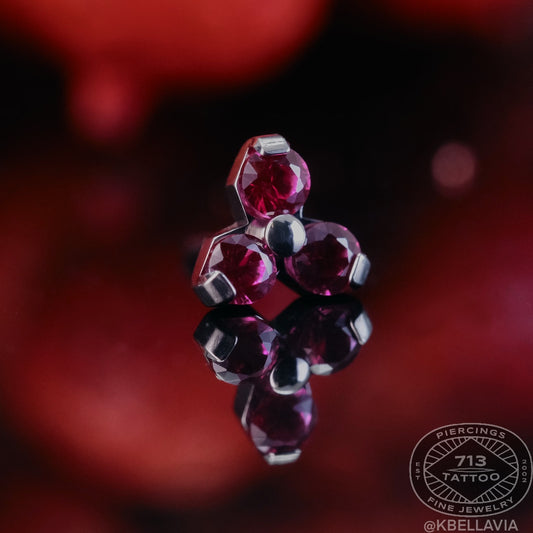 NeoMetal - TRINITY - RUBY CZ - Titanium - Gem 1.5mm, or 2mm - THREADLESS END