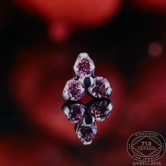 NeoMetal - TRINITY - PINK CZ - Titanium - Gem 1.5mm, or 2mm - THREADLESS END