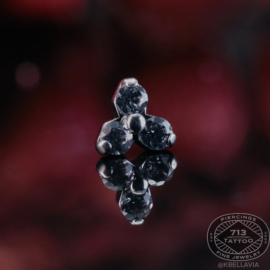 NeoMetal - TRINITY - OCEAN GRAY CZ - Titanium - Gem 1.5mm, or 2mm - THREADLESS END