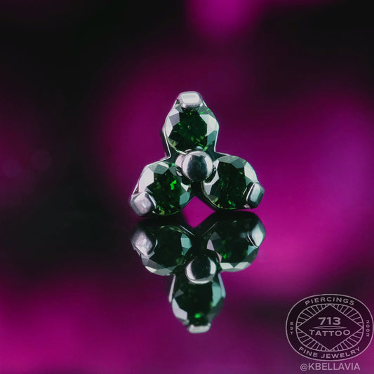 NeoMetal - TRINITY - EMERALD CZ - Titanium - Gem 1.5mm, or 2mm - THREADLESS END