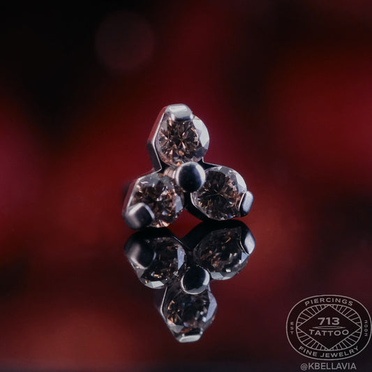 NeoMetal - TRINITY - CHAMPAGNE CZ - Titanium - Gem 1.5mm, or 2mm - THREADLESS END