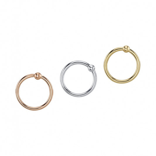 BVLA - FIXED BEAD RING 18G - 14KT SOLID GOLD