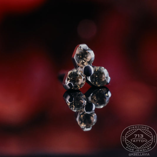 NeoMetal - TRINITY - YELLOW CZ - Titanium - Gem 1.5mm, or 2mm - THREADLESS END