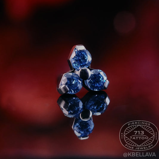 NeoMetal - TRINITY - ARTIC BLUE CZ - Titanium - Gem 1.5mm, or 2mm - THREADLESS END