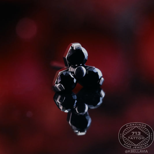 NeoMetal - TRINITY - BLACK CZ - Titanium - Gem 1.5mm, or 2mm - THREADLESS END