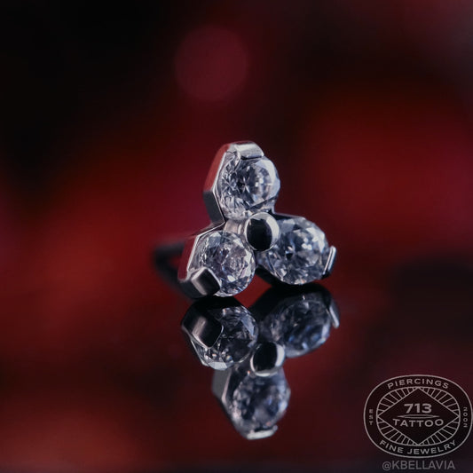 NeoMetal - WHITE CZ Titanium TRINITY END Gem 1.5mm, or 2mm - THREADLESS END