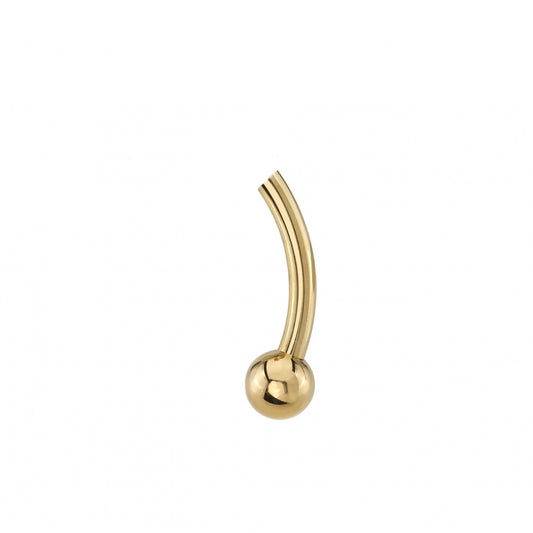 BVLA - CURVED BARBELL 16GA CURVED BARBELL with 1/8in (3MM) BEAD - One Side Threaded for 16g  (NO BALL), One Side Fixed (3MM BALL) - CURVED BARBELL