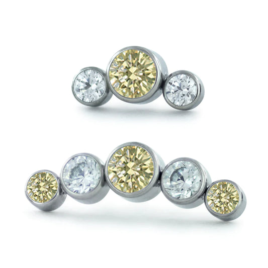 NEOMETAL - New Year's Bezel Set Petite Gem Cluster Gem - TITANIUM - THREADLESS END