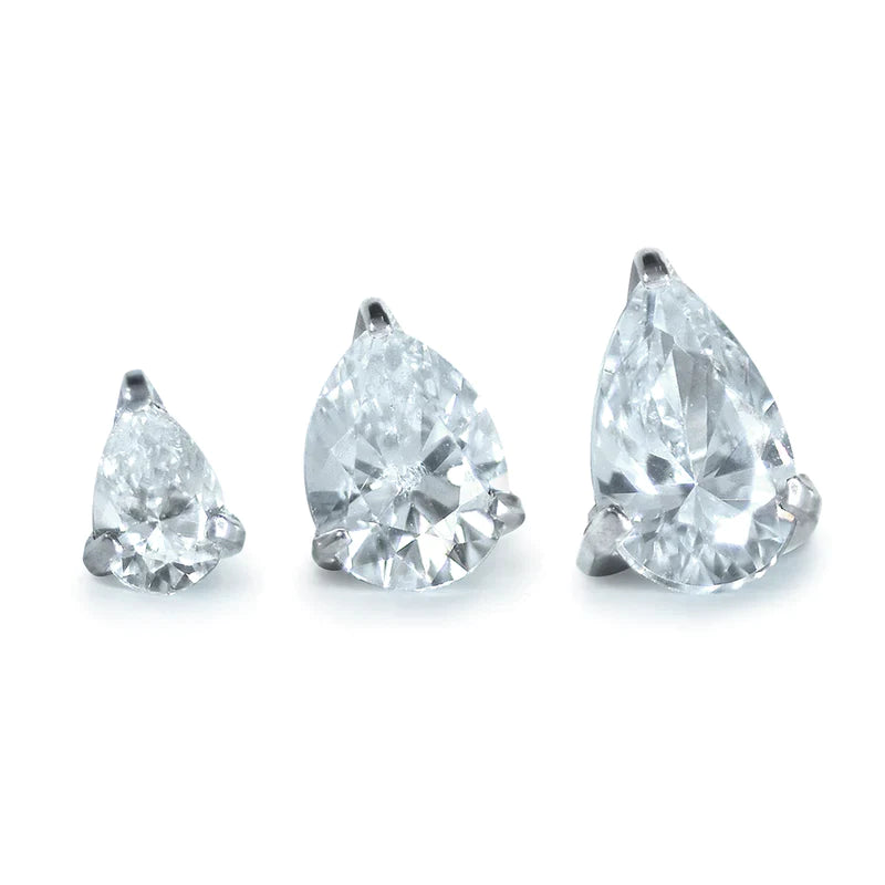 NEOMETAL - PEAR PRONG SET GEM - PARADISE SHINE - TITANIUM - THREADLESS END