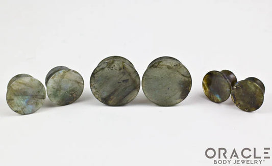 ORACLE BODY JEWELRY - LABRADORITE MAYAN STYLE FLARE PLUGS