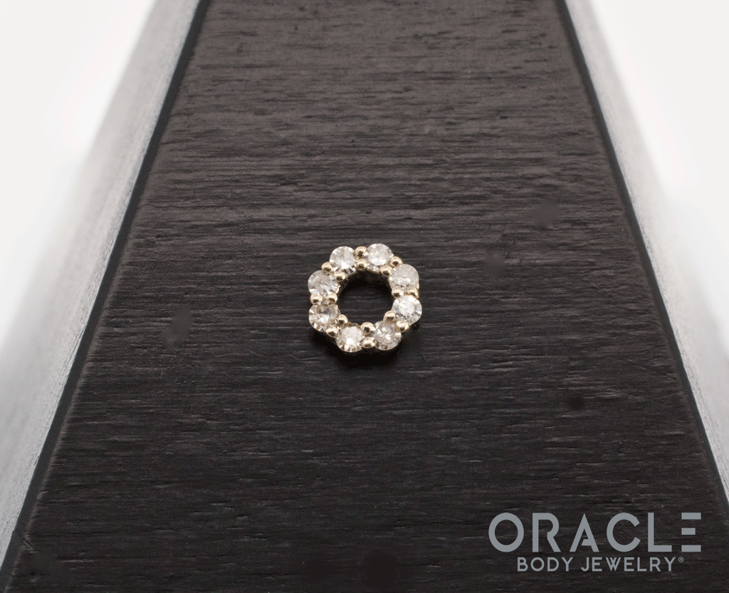 ORACLE BODY JEWELRY - DIAMOND O - 14KT SOLID GOLD - THREADLESS END