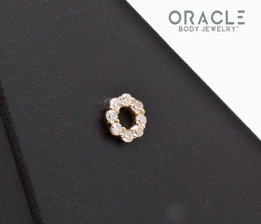 ORACLE BODY JEWELRY - DIAMOND O - 14KT SOLID GOLD - THREADLESS END