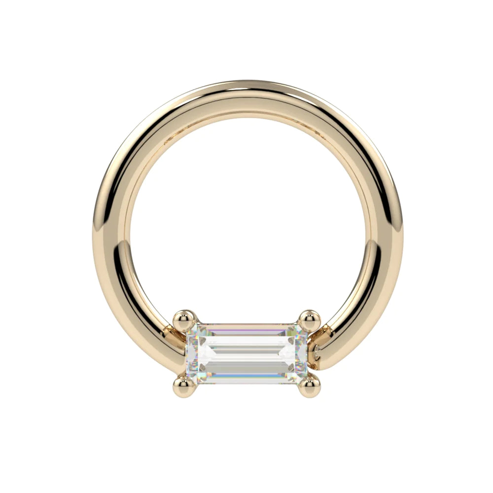 KIWI DIAMOND - BAGUETTE PRONG SEAM RING - 14KT SOLID GOLD - SEAM RING